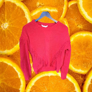 KIDS No Boundaries Red‎ Knit Sweater with Fringe Size Large
